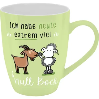 Sheepworld Becher mit Motiv "Null Bock" | Tasse mit Spruch, New Bone China Porzellan, 35 cl, mit Geschenkbaderole | lustiges Geschenk, Geburtstag | 74202
