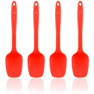 Kochblume Flexlöffel S 4er Set | Premium-Silikon | Hitzebeständig | Spülmaschinenfest | Farbe: rot