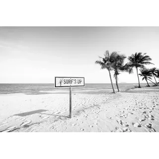 Queence »Surf's up Strand« Meer Meer bild(er): Palmen Schwarz-Weiß Strand Strandbilder Fine Art-Print in Galeriequalität,