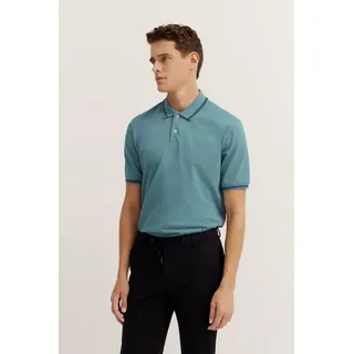 Bugatti Poloshirt mit Kontraststreifen und Bruststickerei, grün