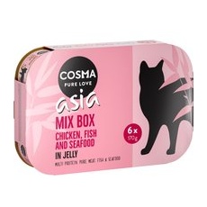 6x170gkg Pachet mixt clasic Cosma Asia în gelatină Hrană umedă pisici