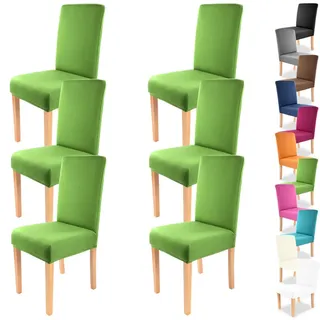 Gräfenstayn 6 STK Stretch-Stuhlhusse Charles - runde und eckige Stuhllehnen - VORTEILSPACKUNG - bi-elastische Passform mit Öko-Tex Siegel Standard 100: „Geprüftes Vertrauen“ (grün)