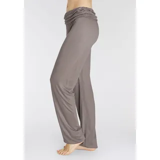 Haremshose BUFFALO, Damen, Gr. 44/46, N-Gr, grau (taupe), Web, Obermaterial: 100% Viskose, unifarben, bequem lang, Hosen Haremshose, mit gerafftem Umschlagbund, Topseller