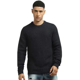 JACK&JONES Men's JJSTANFORD Knit Crew Neck Sweater, Black, L