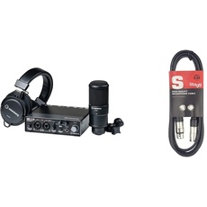 Steinberg UR22C Recording Pack - UR22C USB 3.0 Audio-Interface, ST-M01 Kondensatormikrofon und ST-H01 Monitorkopfhörer & Stagg 3M Mikrofon Kabel, 1x XLR Stecker - 1x XLR Buchse, schwarz