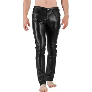 Bockle® 3 BoB Leather Pants Herren Lederhose Lederjeans Echtleder, W29/L30 - Schwarz