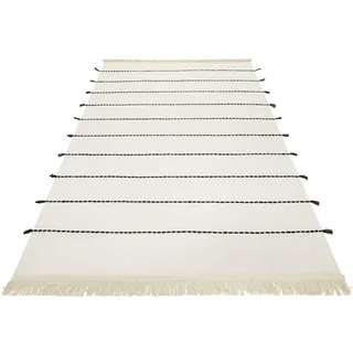 Esprit Wollteppich »Lina ESP-2205« rechteckig 5 mm Höhe Naturfaserteppich mit Fransen, modernes Design, Wohnzimmer, schwarz