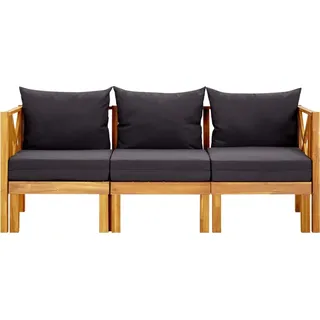 vidaXL 3-Sitzer-Gartenbank mit Kissen 179 cm Massivholz Akazie - Grau