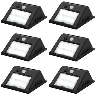 6er-Pack Leuchten, LED Solar Wandleuchten Außen, Solar Außenbeleuchtung, wasserdicht, Leuchte mit Bewegungsmelder, An-/Aus-Taste, inkl. 1 Akku, Aktive