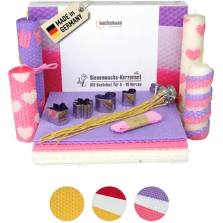 Wachsmann DIY Bienenwachs-Kerzen Set, Kerzen Bastel-Set mit Hanfdochten, 100% Natur Bienenwachs, Perfekt für Hochzeitsdeko & Geschenke, Inkl. Bienenwachsplatten & Zubehör