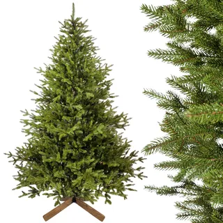 Evergreen Tree® Künstlicher Weihnachtsbaum 210 cm - 100% Spritzguss Weihnachtsbaum mit Naturholzständer, Made in EU - Naturgetreu Optik Tannenbaum Künstlich