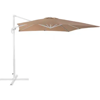 Beliani Ampelschirm sandbeige/weiß 250/250/235 cm Monza , Beige, Weiß , Textil , 250x250 cm , Sonnenschutz, Ampelschirme