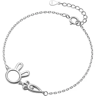 Belons Damen Armband 925 Sterling Silber Zirkonia Hase Karotte Charm Armband Mädchen Armkette Armkettchen Kinder Fußkettchen