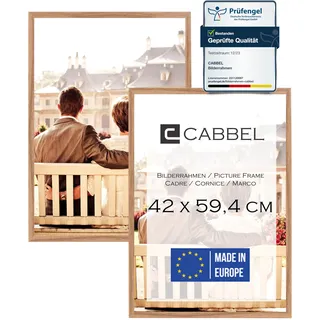 CABBEL Doppelpack (2er Set) Bilderrahmen 42x59,4 cm, Eiche, stabiles MDF-Holz Rahmen, bruchsicherem Plexi-Glas, zum Aufhängen, ideal für Fotos/Bilder/Collage