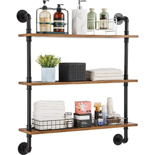 Schweberegal Industriell - Rohrregal Wandregal - 3 Ebenen - 81,3x20cm - modernes Design für Wohn- und Geschäftsbereiche