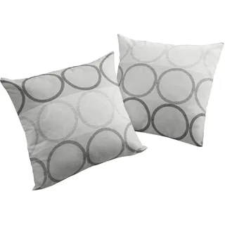 Dekokissen WIRTH "Zirbello" Gr. 3, grau (dunkelgrau, kreise), B:40cm L:60cm, Baumwolle, Polyester, Dekokissen_Sitzkissen_Kissenhüllen, Dekokissen, Kissenhülle ohne Füllung, 2 Stück