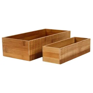 Küchenorganizer Set Bambus 2tlg Natur honigbraun Aufbewahrungsbox Küche - Braun