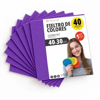 OFITURIA Bastelfilz für DIY-Projekte, Bunte Filzstoffe für Patchwork, Nähen, Schule, Kunst und Dekoration 40x30cm (Lila, 40 Stk)