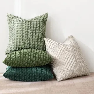 MIULEE 4er Set Kissenbezug 50×50cm Kordsamt Ananas-Ähren Grün Serie