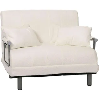 Mendler Schlafsessel HWC-K29, Klappsessel Schlafsofa Gästebett, Liegefläche 190x100cm, Stoff Bouclé (500g/m2) ~ creme