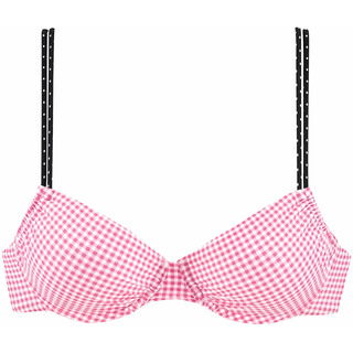 Bügel-Bikini-Top BUFFALO "Florida", Damen, Gr. 34, Cup B, rosa (rosa, schwarz), Polyamid, kariert, kontrastfarbene Details, Bikini-Oberteile Bügel-Bikini-Top, verstellbare Doppelträger, seitlich zu raffen, Mix-Kini, Topseller