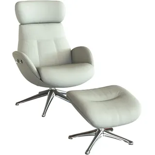 FLEXLUX Relaxsessel »Elegant, Funktionssessel, verstellbarer Rücken- und Kopfstütze« Premium Komfort, Rücken- und Kopfteilverstellung, Drehbar, Fuß Alu, weiß