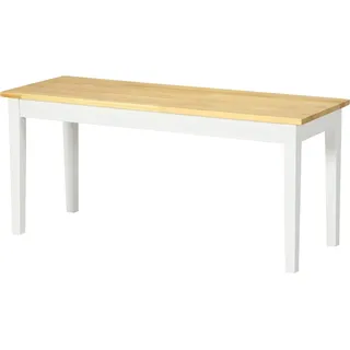 Sitzbank 2-Sitzer Essbank Holzbank, Küchenbank Wohnzimmerbank Für Küche, Eingang, Bis 220 Kg Belastbar, Kiefernholz, Weiß, 102 X 36 X 45 Cm