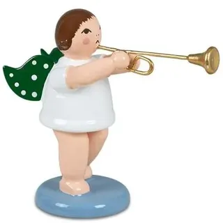 Holzfigur Engel mit Aidatrompete ohne Krone Höhe 6cm NEU Holzengel Instrument