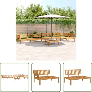 The Living Store 6-tlg. Garten-Sofagarnitur aus Paletten Massivholz Akazie - Braun