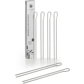 Buddy's BBQ - Grillspieße/Schaschlikspieße, 6 Doppelspieße, BBQ Spieße, Grillen, Kochen, Fleisch, Fisch, Gemüse, wiederverwendbar, 29 cm Länge, Edelstahl, Rundmaterial