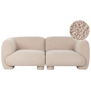 BELIANI 2-Sitzer Sofa Beige Bouclé Teddy-Optik Modular Niedrige Sitzhöhe mit Breiten Armlehnen Freistellbar Modernes Polstersofa Modulsofa - Beige