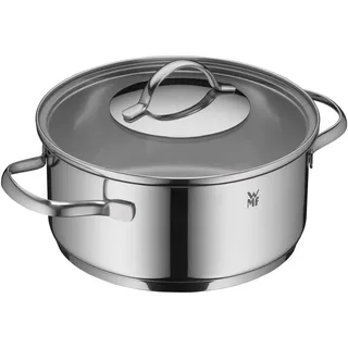 WMF Aparto Kochtopf groß 20cm, mit Glasdeckel, Bratentopf, Induktionsgeeignet, 2,5l, Cromargan Edelstahl, poliert, unbeschichtet
