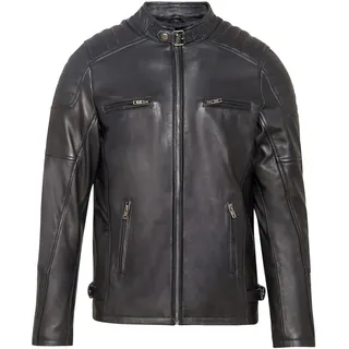 URBAN 5884 Herren Lederjacke RALF, Lederjacke herren echtleder im Bikerstil, Weich und Strapazierfähig, Schwarz, XL