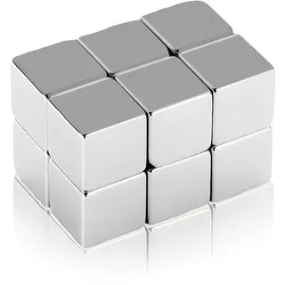 Unyqoos® Neodym-Magnete 12er‐Set 10×10×10 mm – starke Mini‐Magnete mit dreilagiger Ni‐Cu‐Ni‐Beschichtung, ideal für Kühlschrank, Whiteboard & Glasmagnettafel - Silber