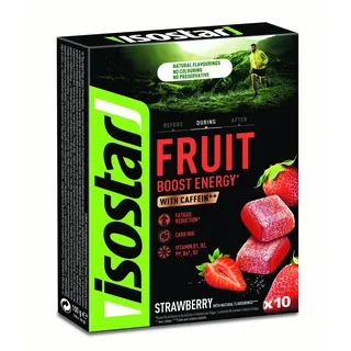 ISOSTAR – Energy Fruit Boost Erdbeere – Fruchtpaste für Sportler mit Koffein & natürlichem Aroma – Verringert Müdigkeit – Ohne Farb- & Konservierungsstoffe – 10 x 10 g
