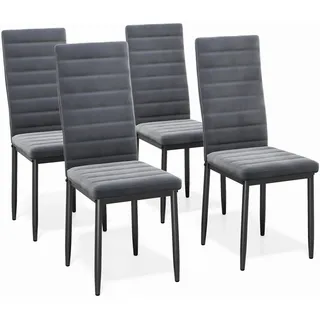 Bealife Esszimmerstühle 4er Set Esszimmerstühle für Küche Esszimmer Samt Sitz gepolsterte Stühle Modern (Dunkelgrau, 4)
