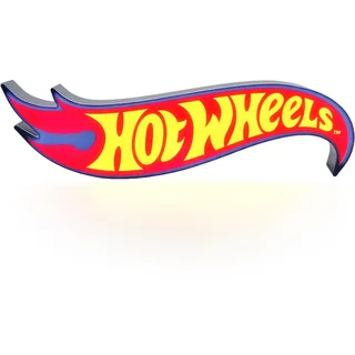 Hot Wheels Logo-Licht – Offiziell lizenziertes Renn-Logo-Ikonen-Nachtlicht, Rennstrecken-Spielzimmer-Dekoration und Geschenk für Jungen und Mädchen, Spielzeugauto und Schlafzimmer-Zubehör und