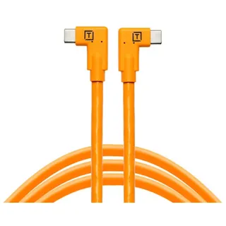 Tether Tools LeverLock mit USB-C 2x rechtsgewinkelt Kabel 4,6m 5Gbps orange
