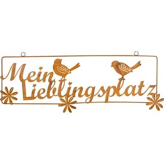 Schild Mein Lieblingsplatz L54cm Rost Braun Wandbild Wanddeko Garten Deko Hänger - Braun