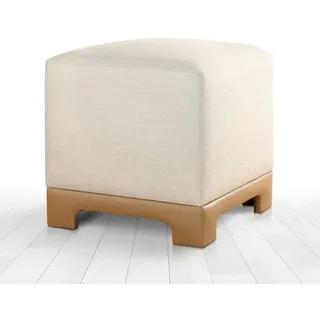 Atelier Del Sofa Stilvoller Pouf, Creme & Beige, 50 x 47 x 50 cm | 50% Baumwolle & 50% Leinen, 35% orthopädischer Schaumstoff, 6 cm dick | Beine aus Kunstleder, moderner Komfort