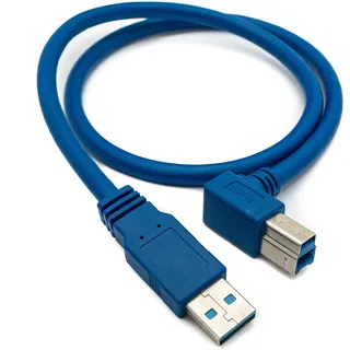 System-S USB 3.0 Kabel 60 cm Typ B Stecker zu Typ A Stecker Winkel in Blau