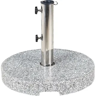 BELIANI Sonnenschirmständer Grau Granit  45 cm Rund mit Edelstahlrohr Modern Garten Terrasse Balkon Outdoor Außenbereich Ausstattung Zubehör - Grau, Silber