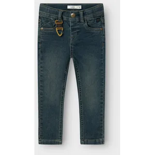 Slim-fit-Jeans NAME IT "NMMTHEO DNMTHAYER 2689SWE KEY PANT NOOS", Jungen, Gr. 80, N-Gr, blau (vintage dunkelblau denim), Denim/Jeans, Obermaterial: 70% Baumwolle, 27% Polyester, 3% Elasthan, leichte Abriebeffekte, slim fit lang, Jeans Slim-fit-Jeans