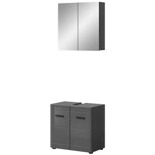 inn.furn Badmöbel-Set Strong 2-tlg. Grau Hochglanz