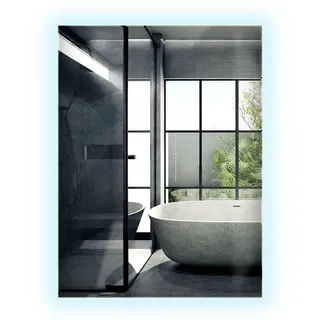 Wallfluent LED-Spiegel 80x60 cm Rechteckig Kaltweiß 6000K , Glas , Quadratisch , 60x80x0.4 cm , Spiegel, Wandspiegel