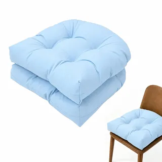 MIUUIPI 2 Stück Stuhlkissen Outdoor, Sitzkissen Halbrund 48x48 cm, Balkon Kissen, Gartenstuhlauflagen, Bequeme Sitzkissen für Büro Gartenstühle und Rattansessel (Blau)