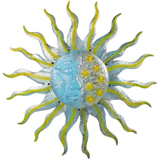 dreamskip Große Metall-Sonnen-Wanddekoration, 76,2 cm, Sonne und Mond, Dekoration, Metall-Wandkunst, 3D-Sonnen-Wanddekoration für Terrasse, Garten, Hof, Zaun, Schlafzimmer, Wohnzimmer, Dekoration