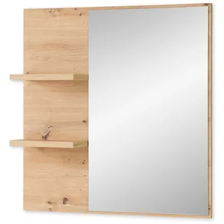 Innostyle BARI Wandspiegel Artisan Eiche Optik FSC-zertifiziert - Praktischer Spiegel mit Ablage für Flur & Garderobe - 78 x 80 cm 2 Ablageböden