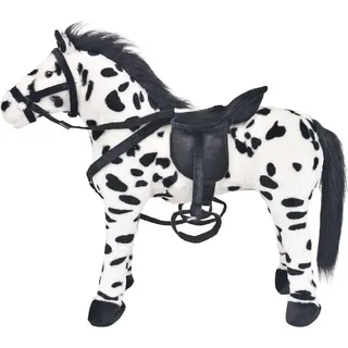 vidaXL Plüschtier Stehend Pferd Schwarz und Weiß XXL