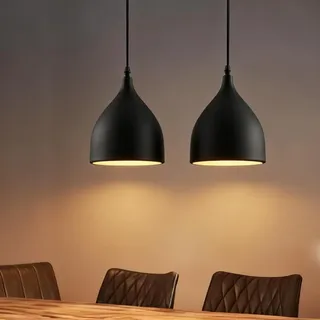 2 Stück Hängelampe, Ø17cm H17 Cm Pendelleuchte, Höhenverstellbar Hängeleuchte Moderne Tropfenförmig Hut Deckenleuchte, Retro E27 Led Hängeleuchte Für Küche Esszimmer Nachttisch Schlafzimmer Bar